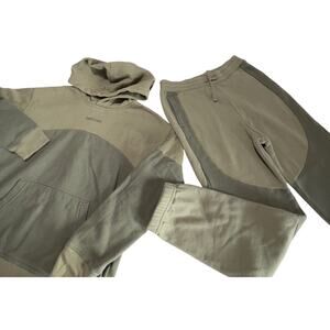 ABERCROMBIE KIDS Boys 9/10 Hoodie Jogger Set Green Two-Tone Relaxed Fit Outfit